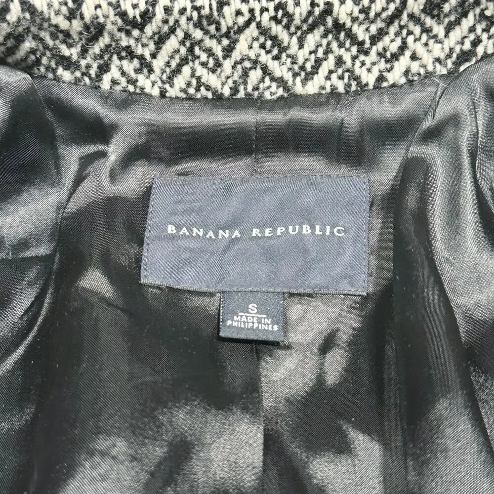 Banana Republic | Women | Vtg Tweed Herringbone Wool Blend Trench Coat | Small - Picture 9 of 16